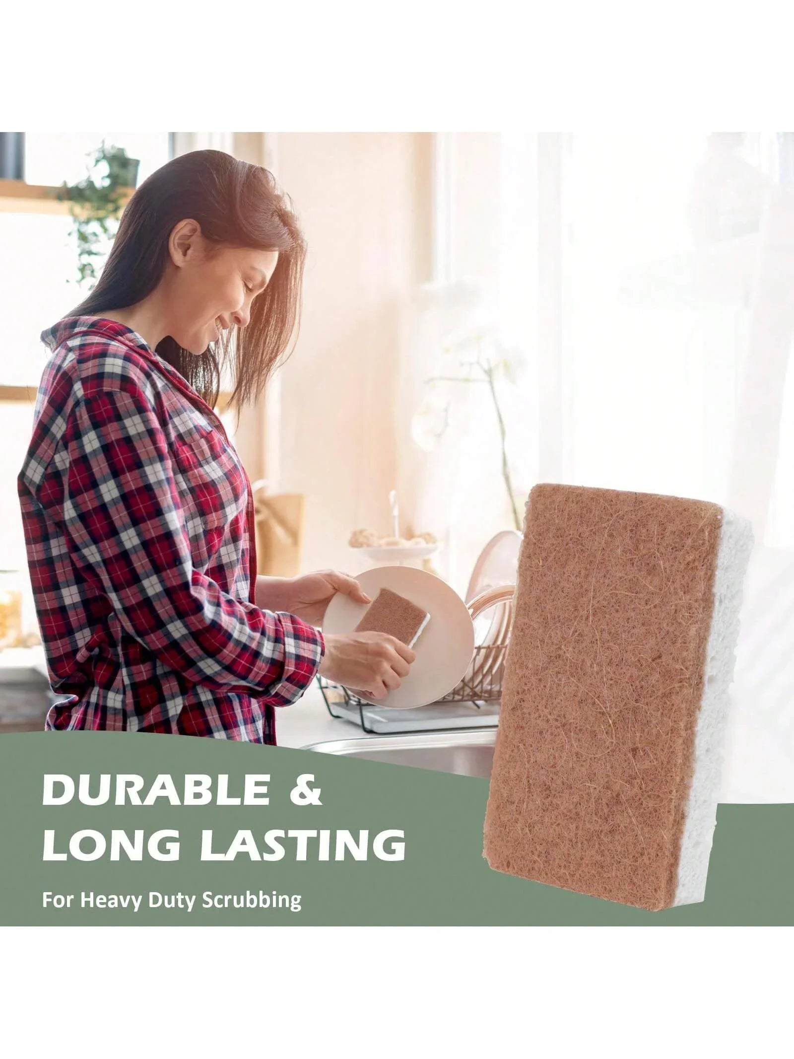 Biodegradable compostable cellulose and coconut scrubbing sponge -6 eco-friendly sponge tableware pieces ﻿