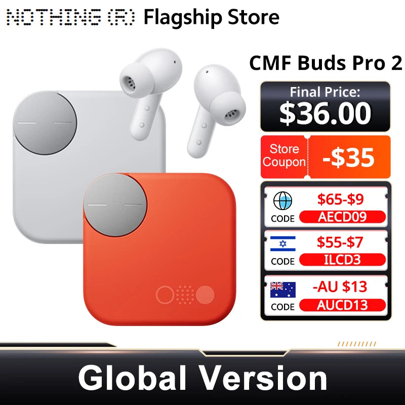 Global Version Cmf By Nothing Buds Pro 2 Earphone Bluetooth 5.3 with 50 dB Hybrid Active Noise Cancellation 6 HD MICS IP55