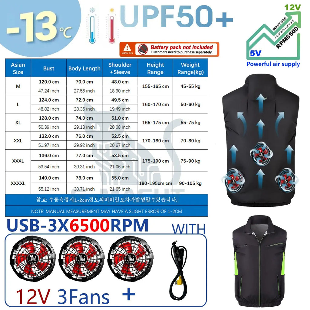 G-MACHT Summer Breathable Wearable Cooling 2-3-4Fans Vest Ice Cooling Air Conditioner Clothes For Outdoor Fishing Heat Resistant