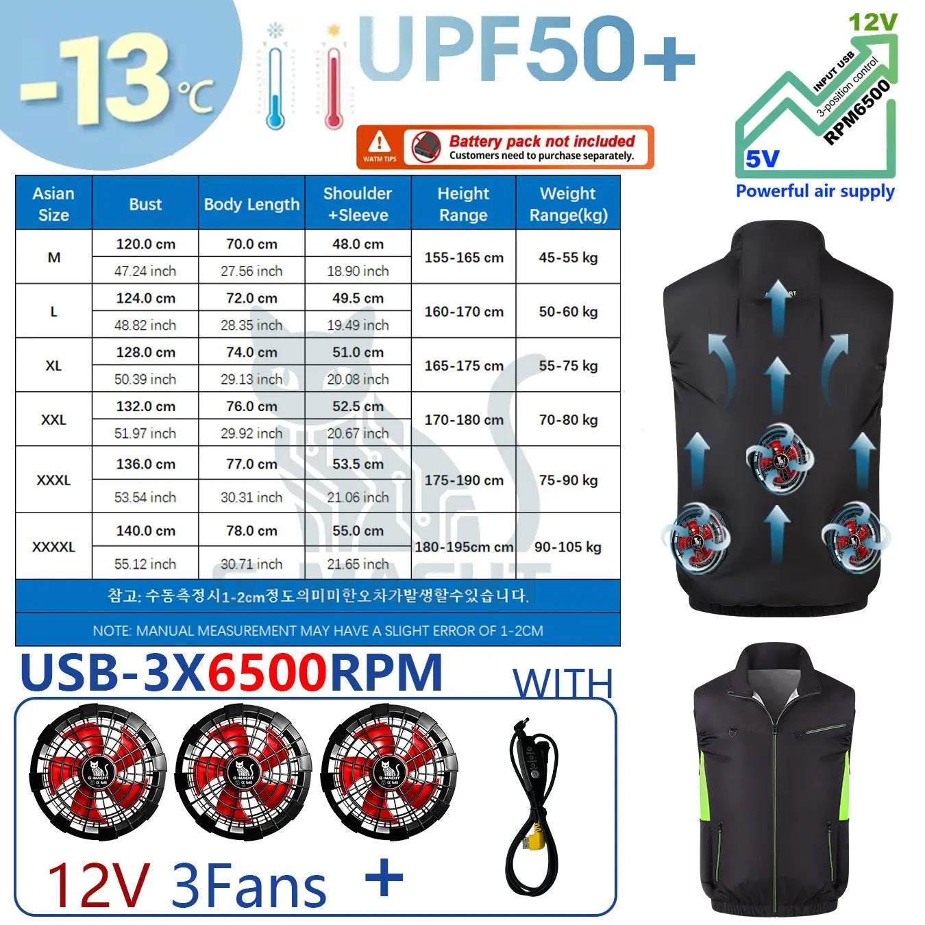 G-MACHT Summer Breathable Wearable Cooling 2-3-4Fans Vest Ice Cooling Air Conditioner Clothes For Outdoor Fishing Heat Resistant