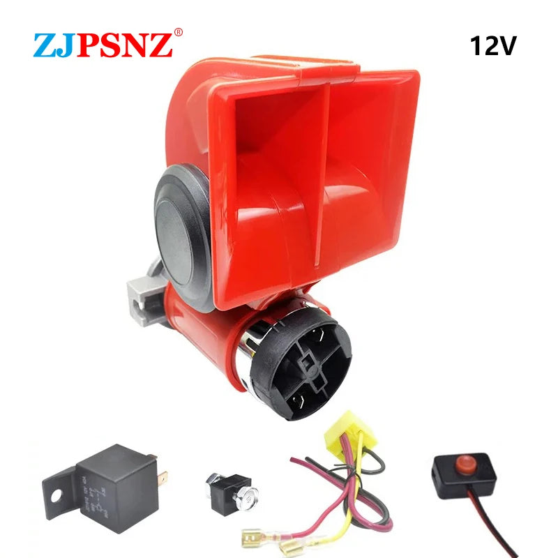 12V 24V Electric Air Horn Dual Tone Horn Kits Waterproof With Compact Horn For Car Auto Motorcycle 132db Super Loud Honking Horn