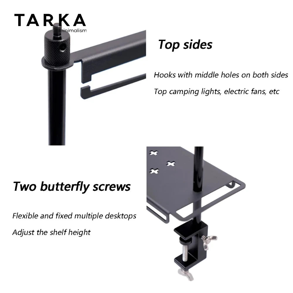 TARKA Camping Shelf Lantern Stand, Tableware Tools Hanging Rack,  Multifunctional IGT Tabletop  Storage Rack Light Holder