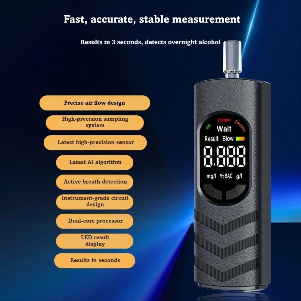 LCD Display Digital Alcohol Tester Police Grade Breath Analysis Alcohol Detector Digital Display Drunk Driving Test