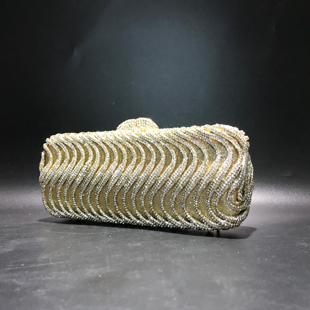 Luxury luxury crystal clutch bag elegant S-shaped striped wallet bridal wedding party ladies evening bag