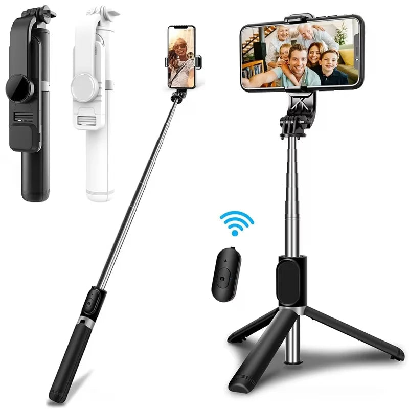 Foldable Mini Wireless Bluetooth Selfie Stick Tripod With LED Fill Light Shutter Remote Control For iPhone Samsung Huawei Xiaomi