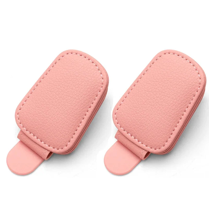 Sunglasses Holder Is Suitable for Car Sun shades Magnetic Leather Sunglasses Clip and Ticket Clip Car Sunshade Accessories