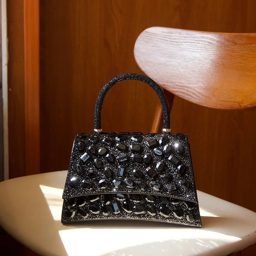 Full diamond light luxury portable dinner bag shining rhinestone exquisite design wedding bag versatile eye-catching handbag