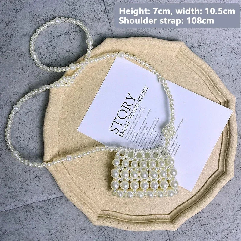 Heart Mini Bags for Women Delicate Pearl Cute Shoulder Crossbody Bag Stylish Versatile Sweet Girls Solid Color Leisure Holiday