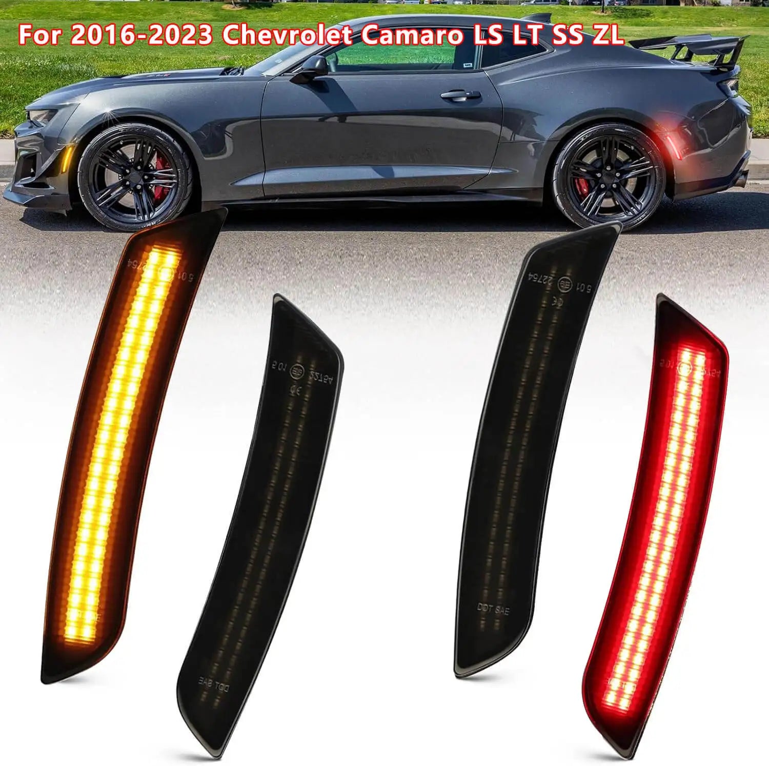 LED Side Marker Lights For Chevrolet Camaro LS LT SS ZL 2016 2017 2018 2019 2020 2021 2022 2023 Front Rear Lamp Car Accessories