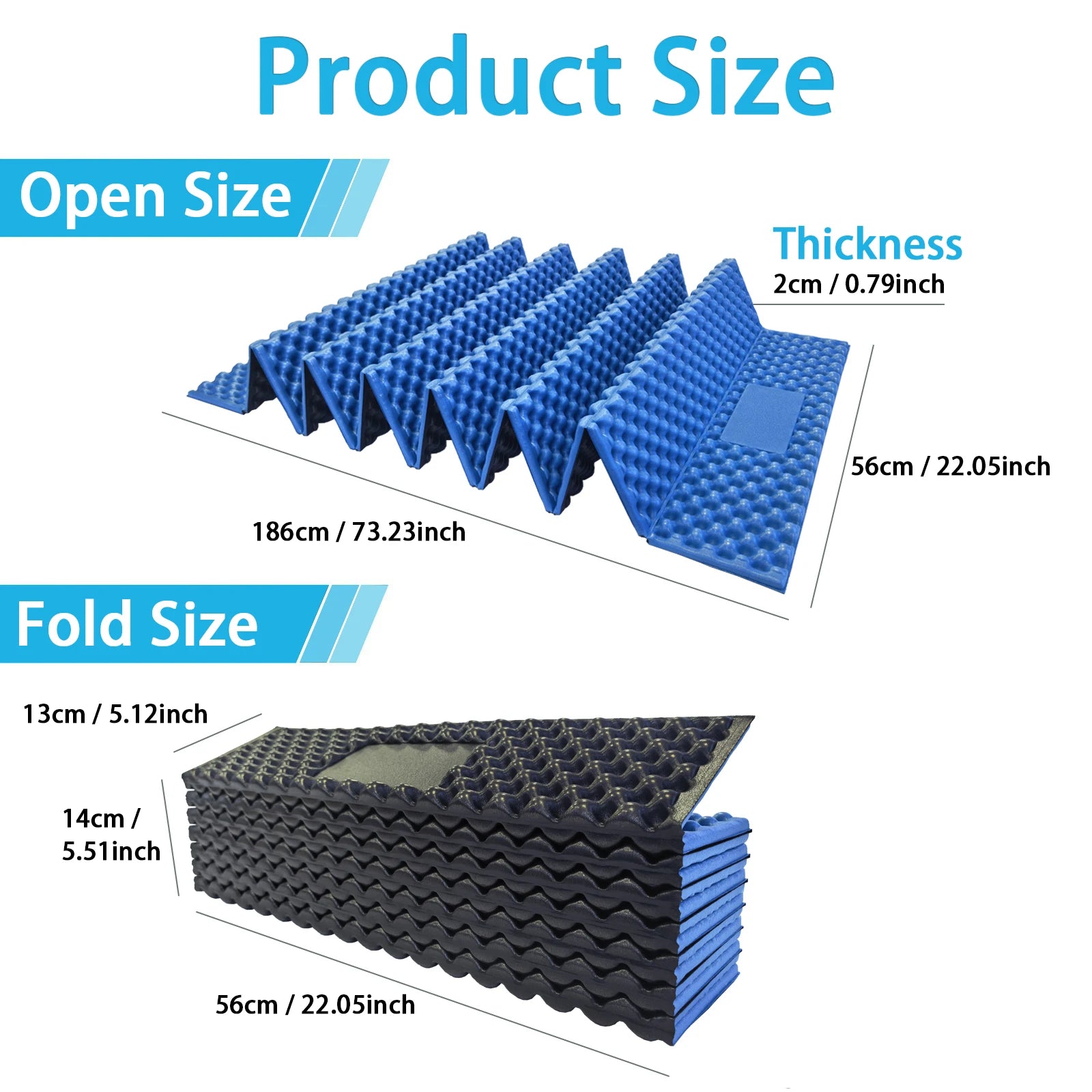 Portable Foldable Egg Crate Foam Pad Thickened Aluminum Foil Sleep Mat Moisture Proof Insulation Mat for Travel Picnic Camping