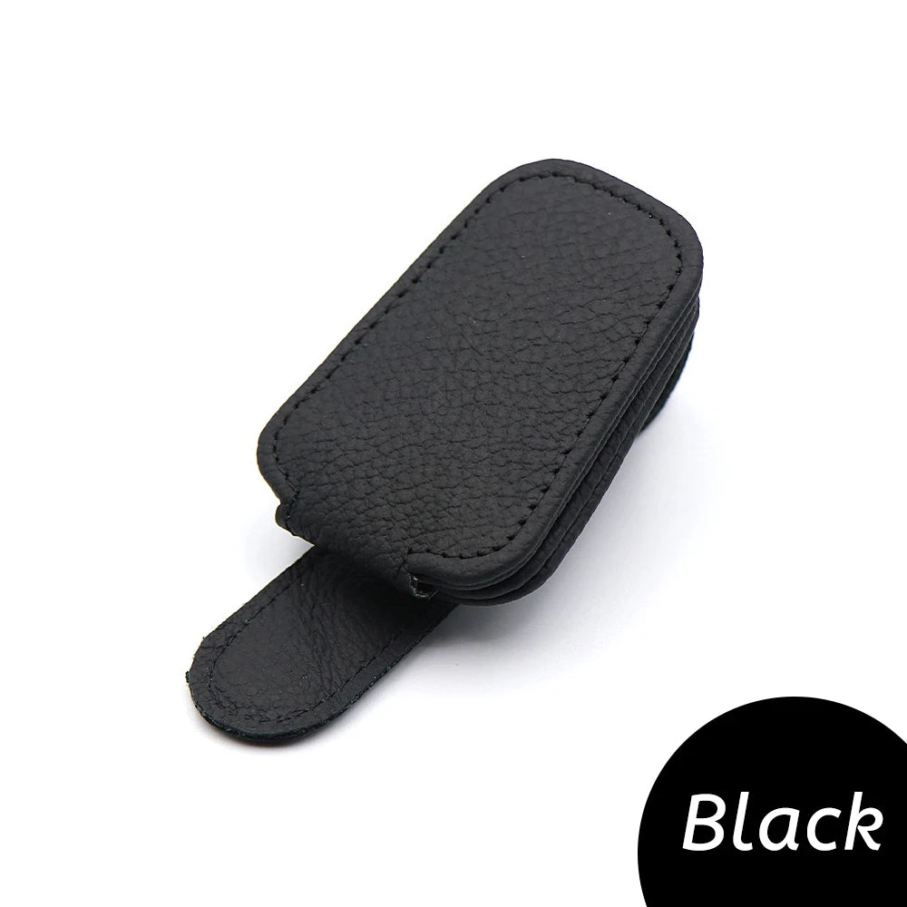 Multifunction Car Sun Visor Glasses Clip Leather Eyeglasses Clip Automobile Sunglasses Holder Card Case Auto Interior Accessorie