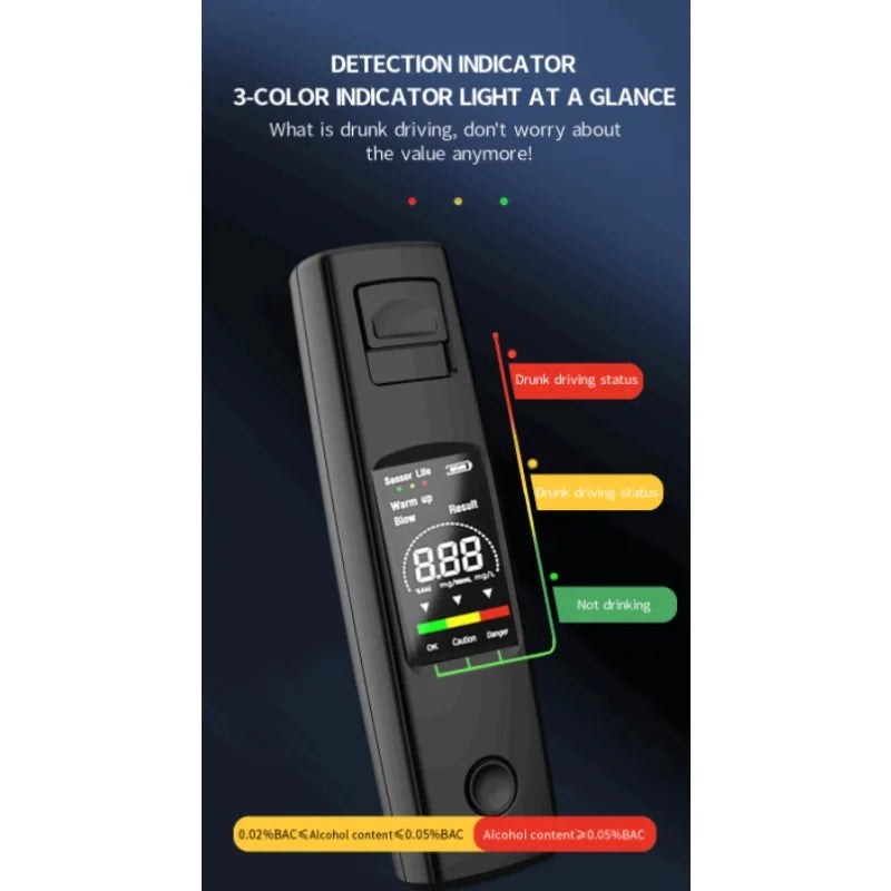 Portable Breath Alcohol Tester Mini High Precision Digital Breathalyzer Keychain Drunk Driving Detector For Personal Safety