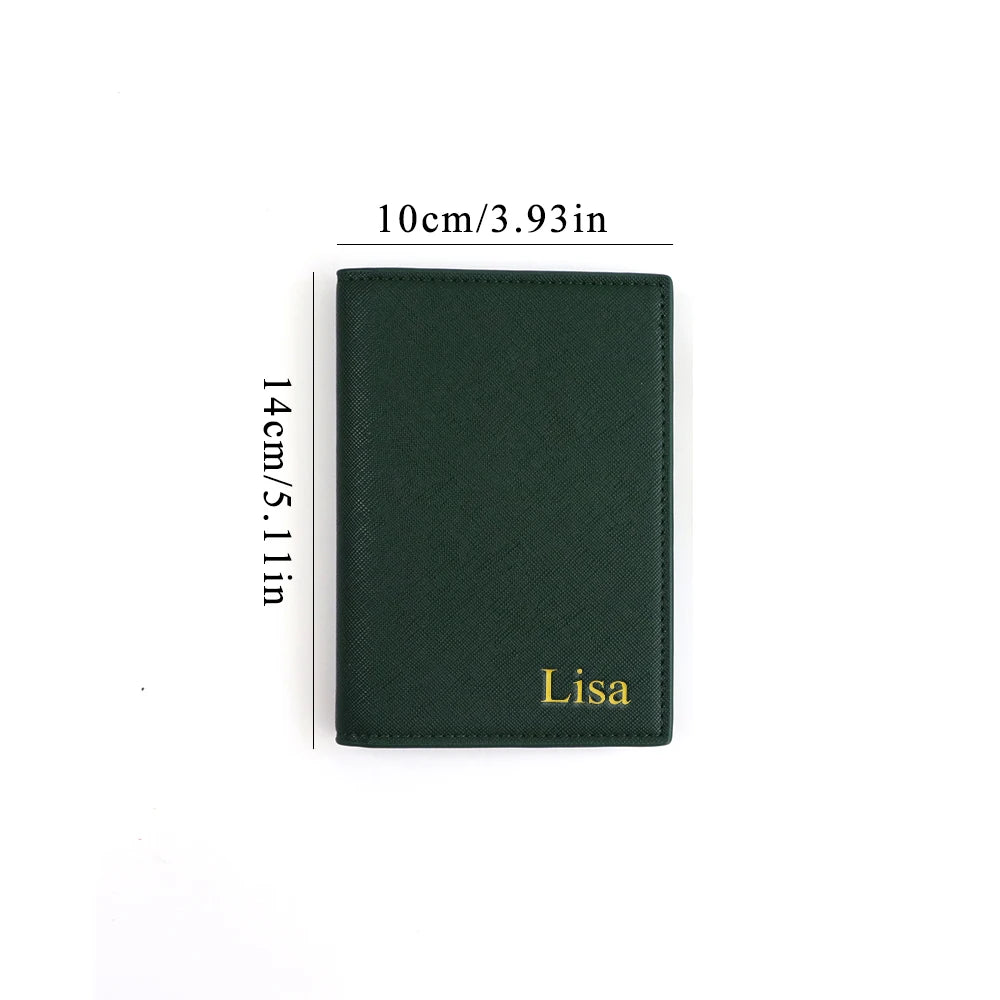 Customized letter PU leather passport holder ID protection case, loose change bank card storage bag, travel passport bag