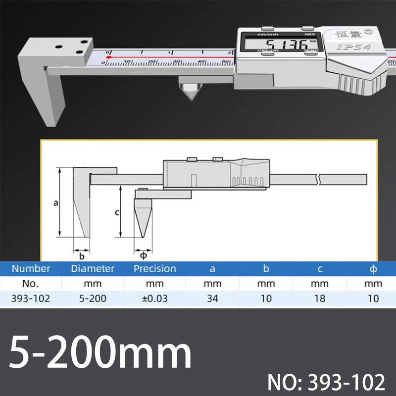 Horizontal Edge Center Digital Caliper 0.01mm Precision Stainless Steel Conical Probe for Hole Center & Edge Measurement