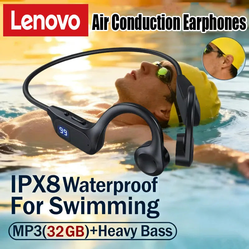 Lenovo Bone Conduction Wireless Earphone Sport Swimming Bluetooth Compatible Headphone Hand-free With Mic For Sports Running