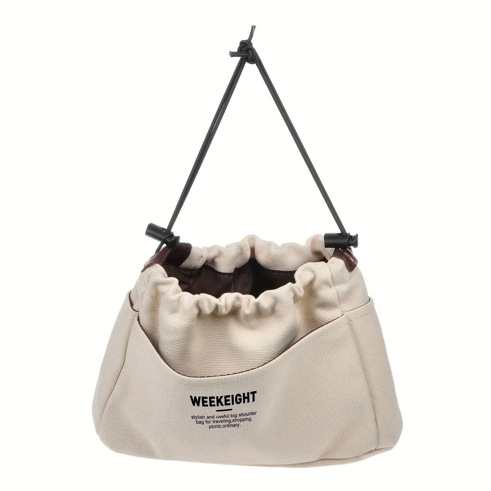 Drawstring Canvas Storage Organizers Multi-Pockets Liner Bag Lightweight Portable Travel Storage Bag