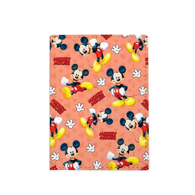 Disney Mickey Minnie Women Girls Travel Accessories Passport Cover Holder PU Leather Unisex ID Bank Card Holders Wedding Gifts