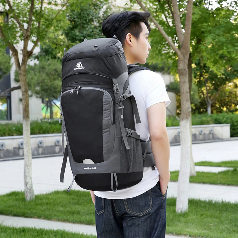 65L Backpack Water-resistant Hiking Backpack with Rain Cover Outdoor Sport Travel Daypack for Camping Climbing Mountaineering