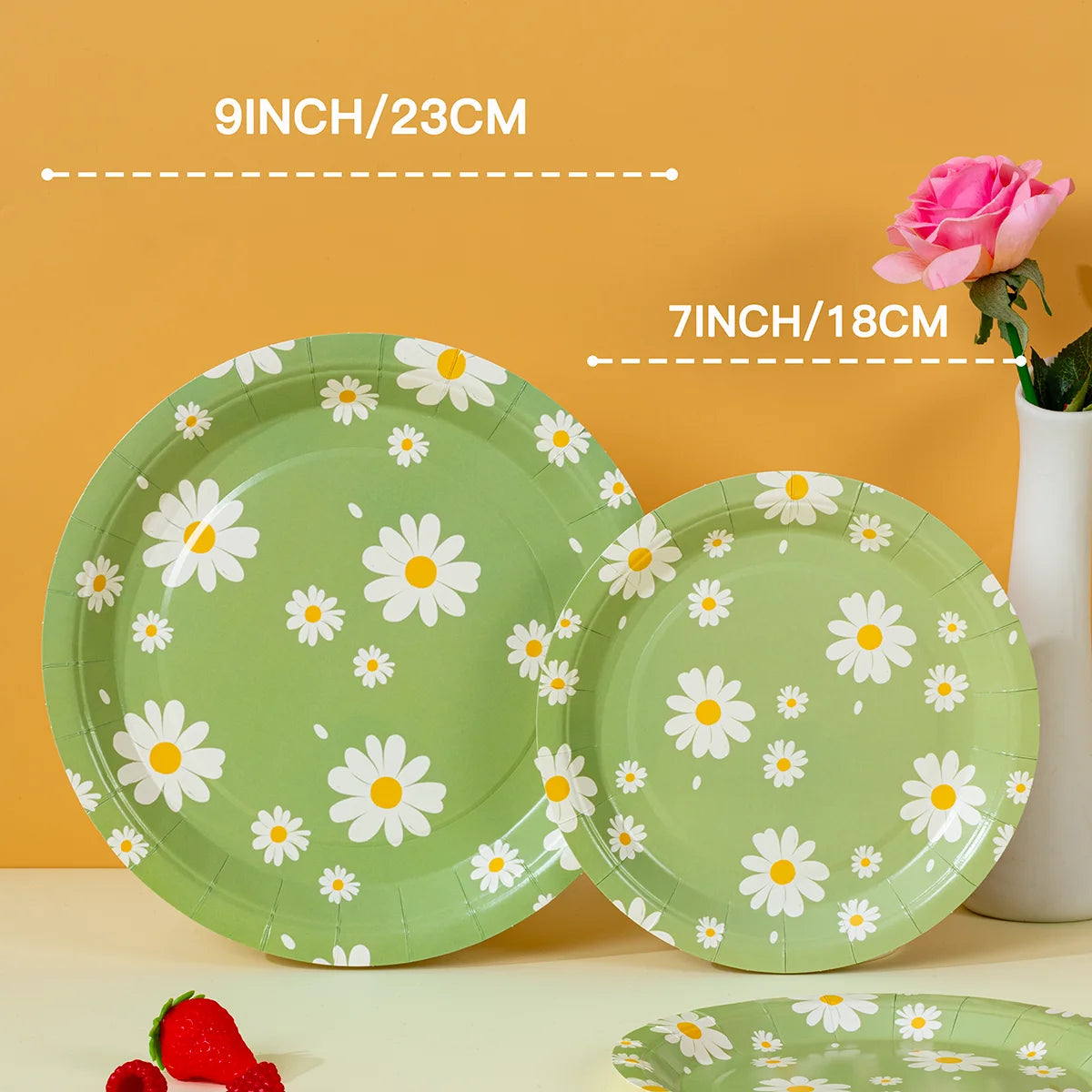Paper Plates Heavy Disposable Dinner Plates Pastel Floral Print for Picnic Bridal Shower Spring Birthday Party Decor