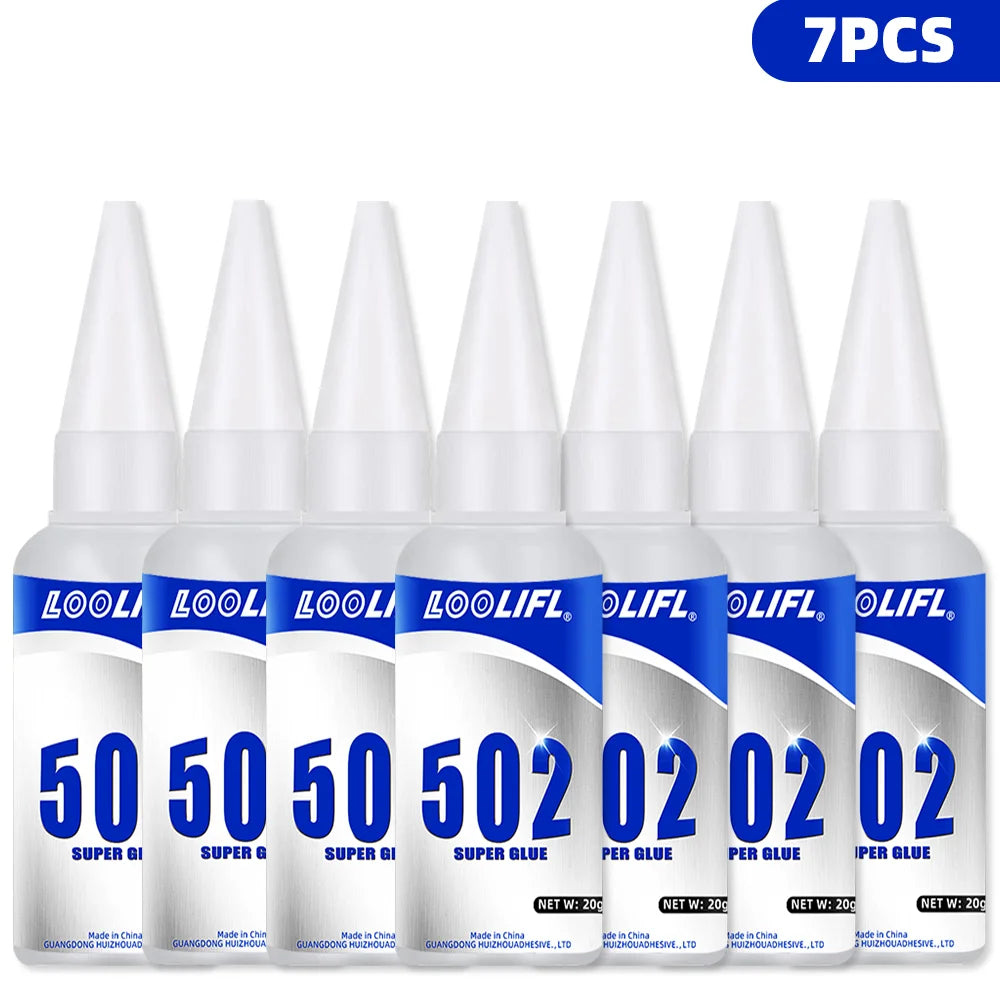 LOOLIFL 502 Super Glue 20g Instant Strong Adhesive Transparent Glue for Metal Plastic Wood Ceramics Universal Repair Tool 1-7pcs