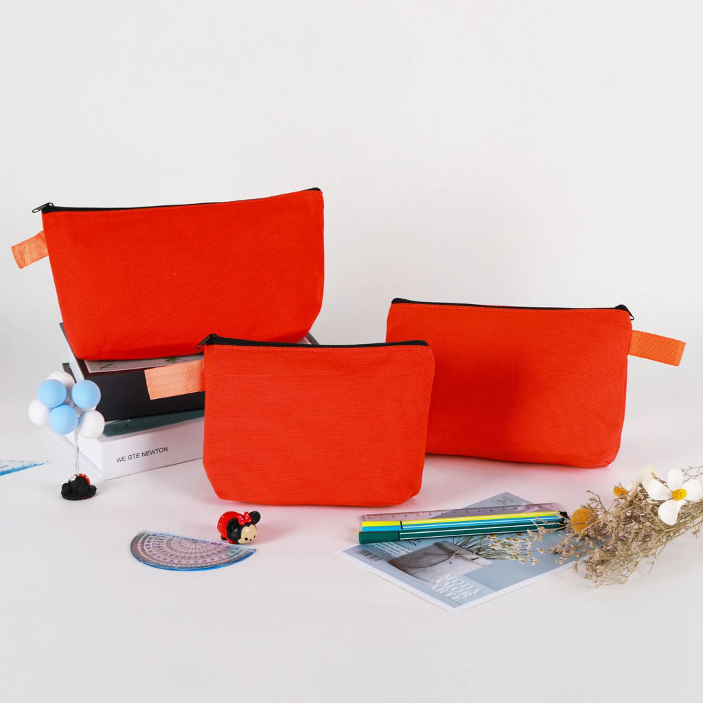 20/30/50/100bags/lot Customized Logo Colored Canvas Makeup Bag, Women's Handbag, Student Pencil Case 25x13x4.5cm