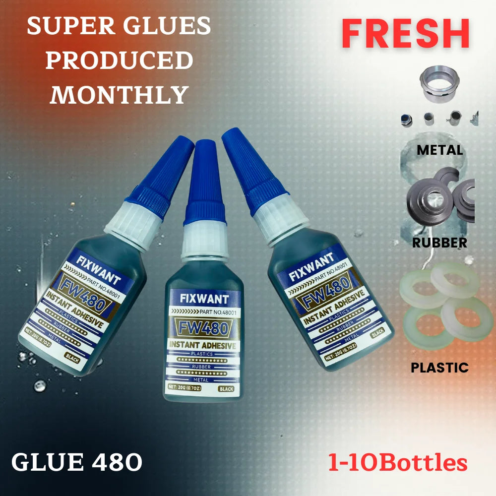480 Black Super Glue, Quick-Bondig Adhesive Leather Rubber Wood Metal Strong Liquid Glue for Rubber Including EPDM