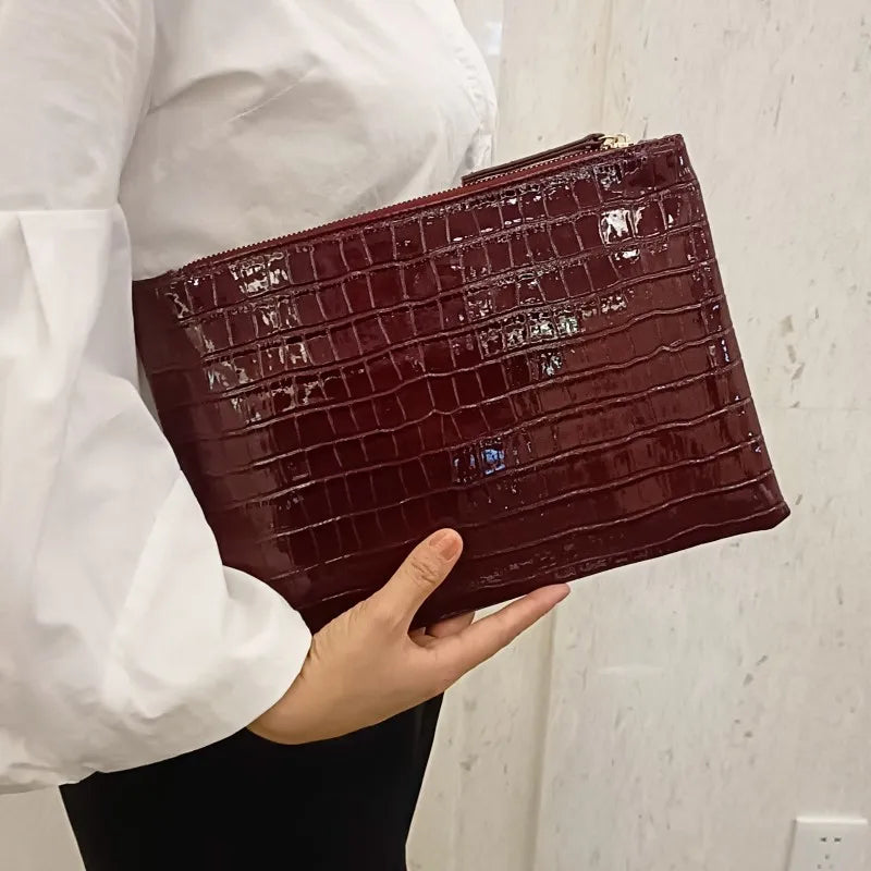 Fashion Crocodile Women Envelope Clutch Bag Ladies Evening Party Large Clutches Handbag PU Leather Alligator Phone Purses Bolsas