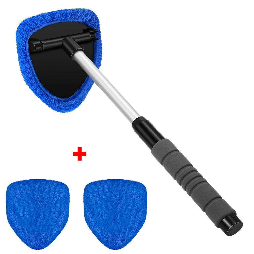 Telescopic Car Window Windshield Cleaning Brush Set Microfiber Window Glass Cleaner Car Window Cleaner Scraping Mist Eliminator