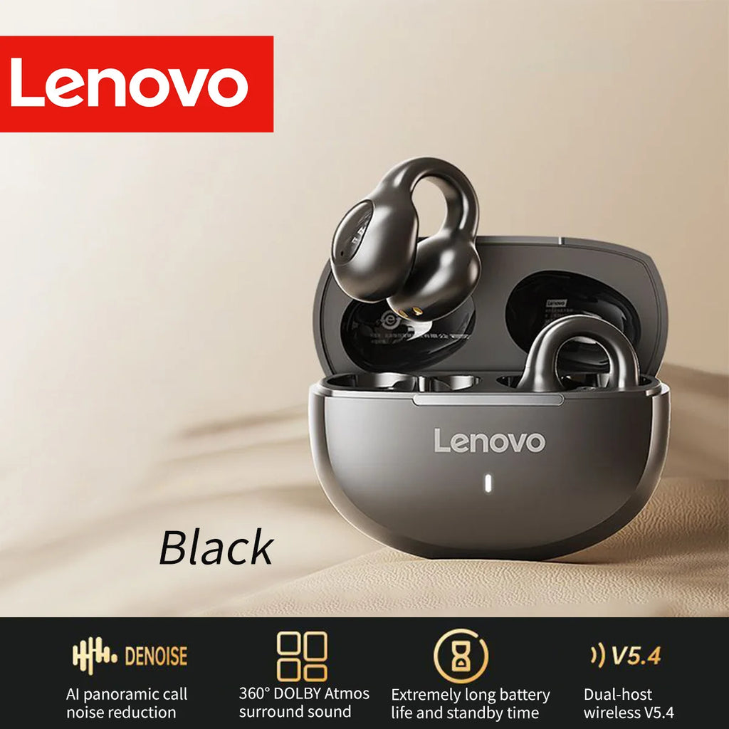 Lenovo Active Noise Cancelling Anc Wireless Clip-On Sport Earbuds Hi-Fi Bt 5.4 Long Battery Life Ergonomic Design for Workout
