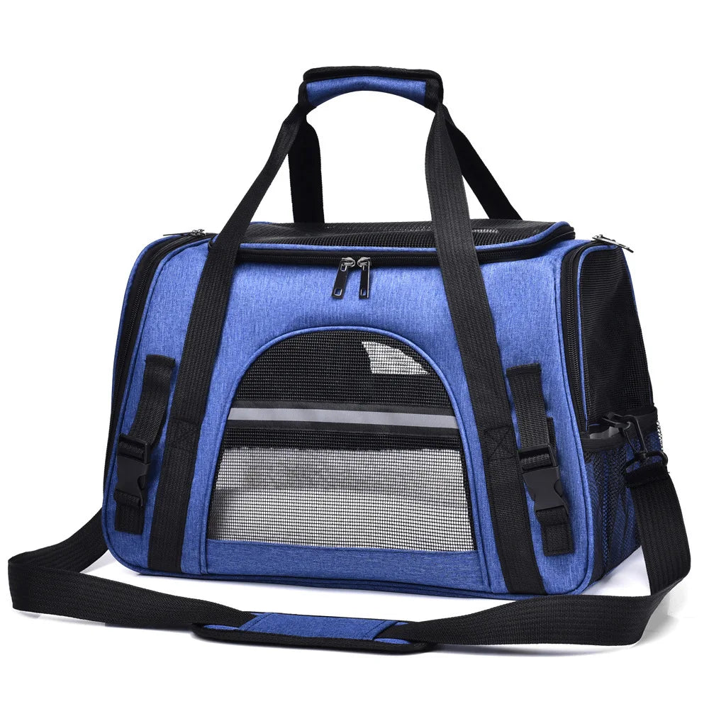Portable Pet Travel Bag Dog Bag Mesh Dog Carrier Bag with Thick Cotton Cushion Pet Aviation Backpack Anti-suffocation Outdoor
