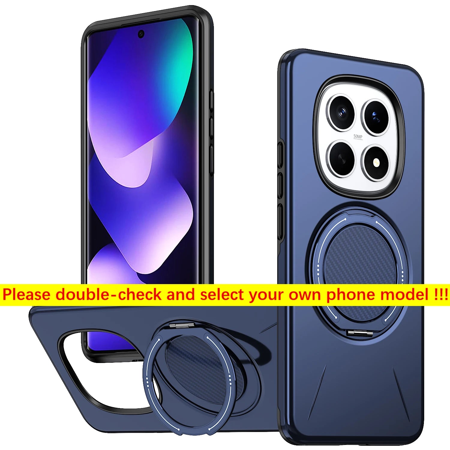 For Xiaomi Redmi Note 15 Pro Plus Note 14 Pro Plus 360° Rotating Stand Luxury Phone Case Armor Shockproof Bracket Cover Fundas