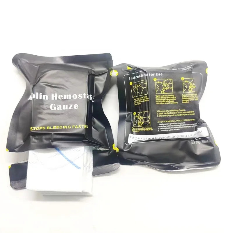 Kaolin Hemostatic Z-Fold Gauze Soluble Trauma Dressing Tactical IFAK Emergency First Aid Wound Care Supplies multiple sizes