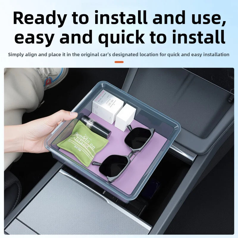 For Tesla Model Y / New Model 3 Highland Center Console Armrest Hidden Storage Box ABS Organizer Tray Accessories
