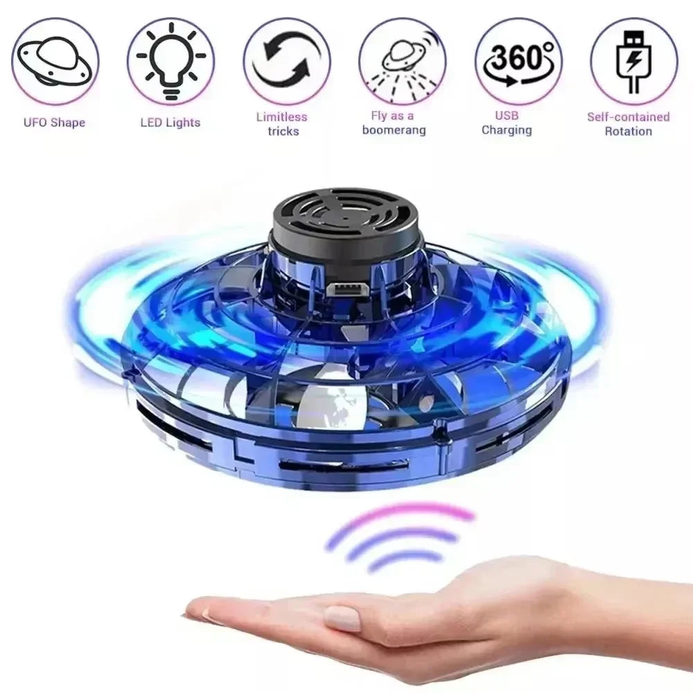 NEW LED Flying UFO Spinner Fingertip, Upgrade Flight Helicopter Gyro Flyorb Hover Ball, Mini Drone Aircraft Toy Children's Gifts