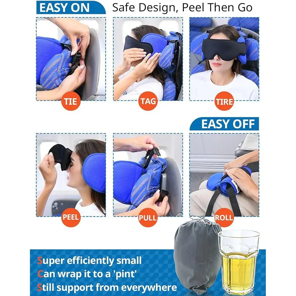 3D Contoured Travel Pillow 100% Blackout Zero Eye Pressure Sleeping Mask Soft Adjustable Travel Accessories Airplane