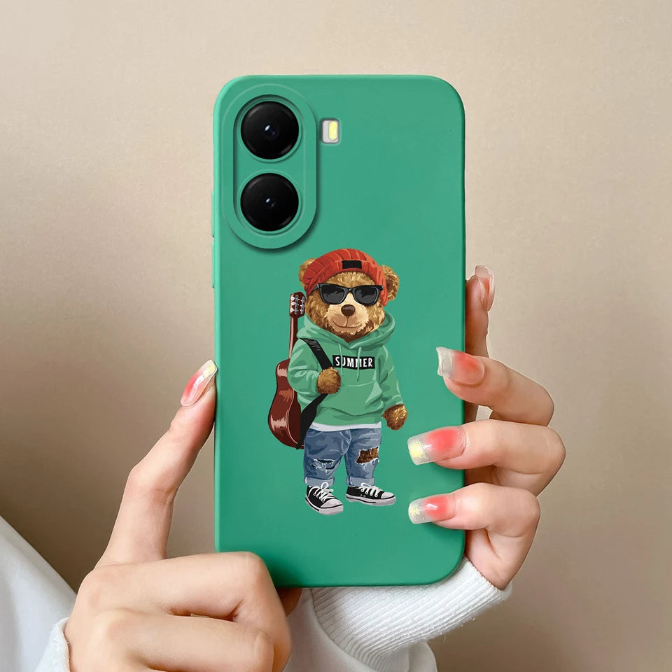 For Xiaomi Poco X7 Pro Case Lovely Bear Love Heart Shockproof Anti-fall Antifouling Luxury Shell For xiaomi poco x7 pro Coque