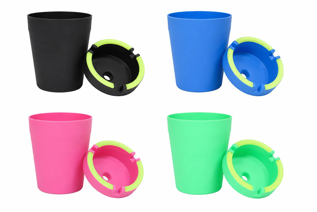 Universal Car Ashtray with Lid Large Capacity Smokeless Smell Proof Cup Holder Auto Ash Tray Glow in the Dark Interior Accessory