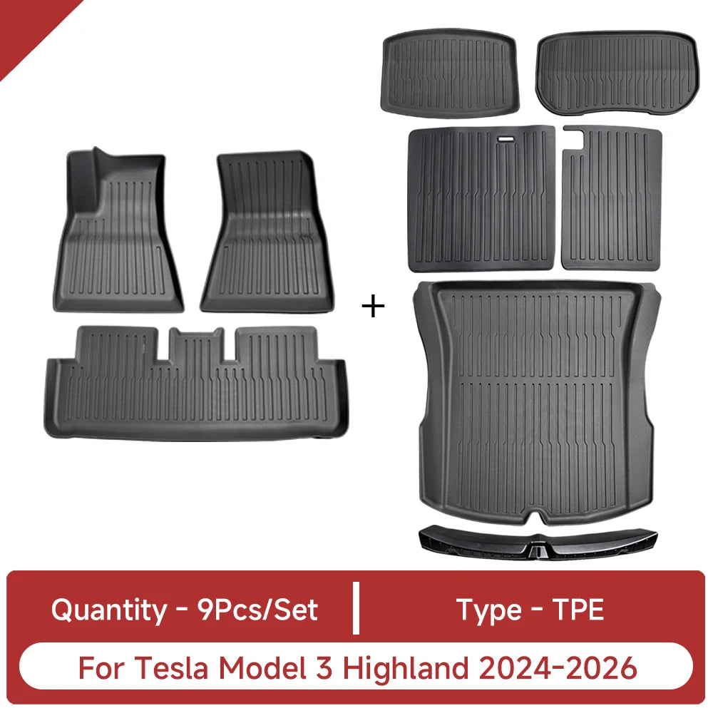 For Tesla Model 3 Highland Accessories TPE Floor Mat Cargo Liner Waterproof Trunk Mat for Tesla Model 3 Highland 2024-2026