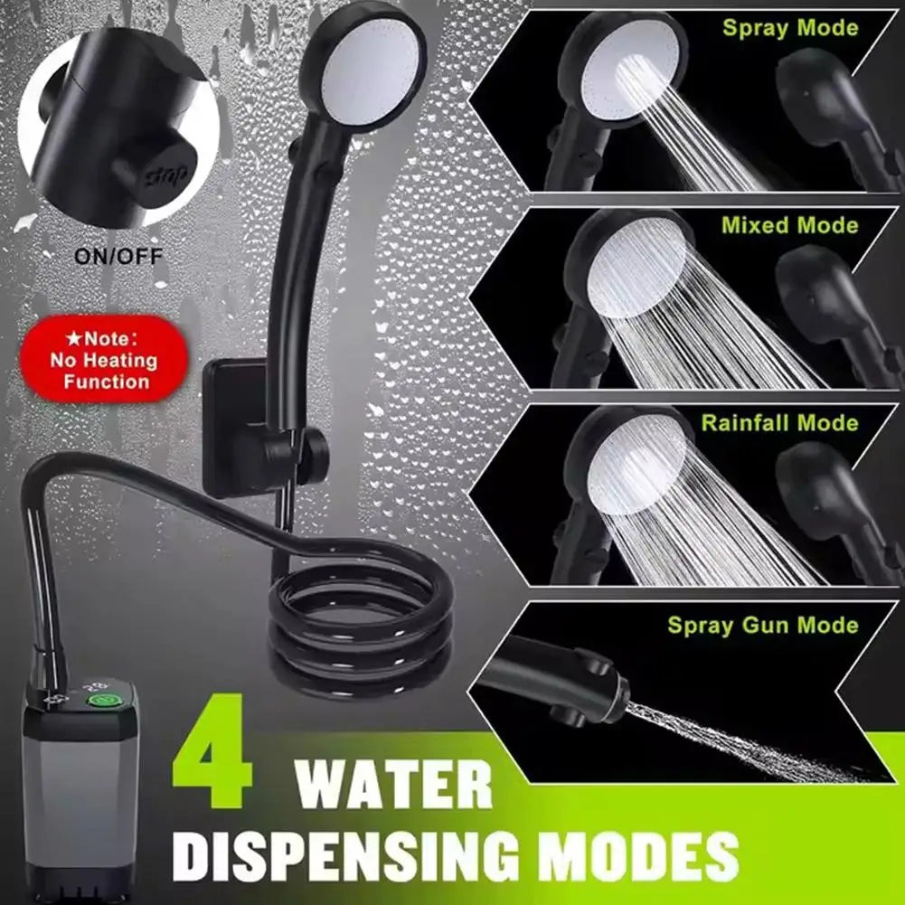 Outdoor Portable Shower Camping 6000mAh Rechargeable LED Display Outdoor Simple Electric Mobile Shower Set