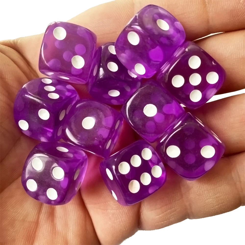 10pcs/Pack Transparent Acrylic Dice 16mm High Quality Multicolour #16 Round Corner Boutique Game Dices Cubes
