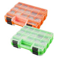 Tool Box Organizer Portable Double-Sided 34-Compartment Drill Bit Storage Bolt and Nut Case with Lid for Hardware Nail Bolt Nut