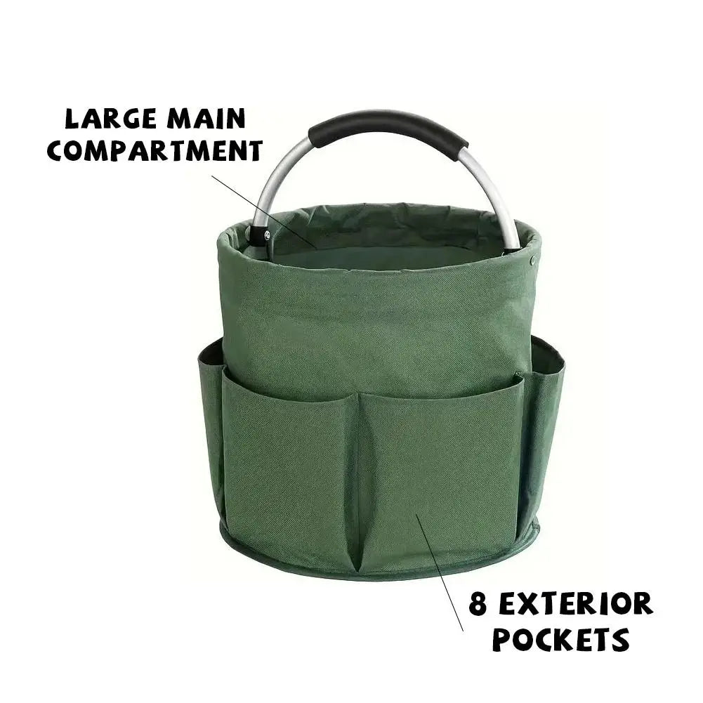 Large Capacity Multi Pocket Storage Bucket Portable Foldable Handheld Garden Tool Bag Outdoor Beach Toy Organizer Tote Basket