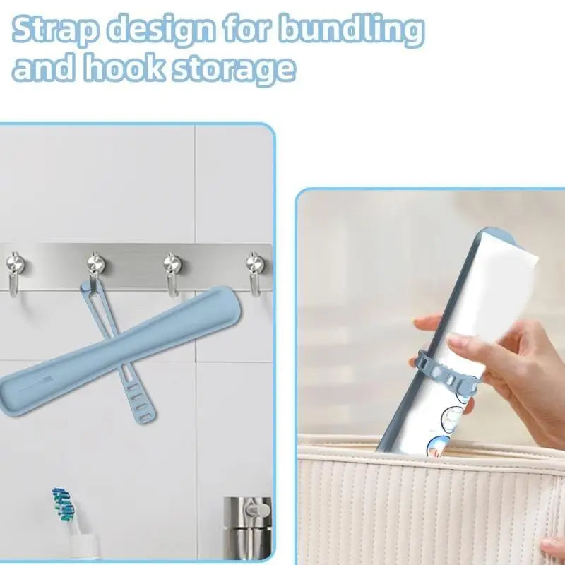 E0BD Reusable Silicone Toothbrush Cover Case For Traveler with Toothpaste Clip