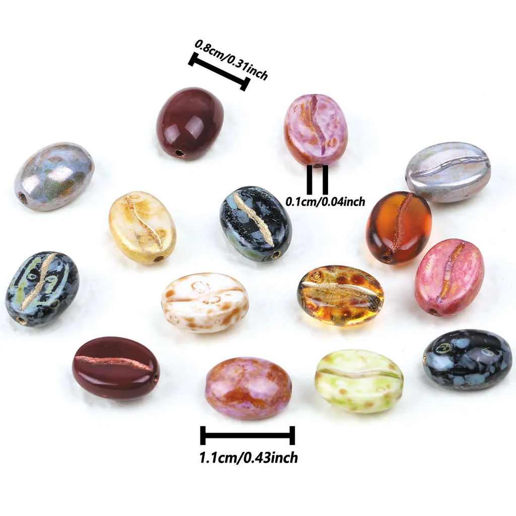10pcs/20pcs Mixed Color Czech Glass Coffee Bean Beads For Jewelry Making Not Acrylic Beads Diy Creative Beads Special Necklace 