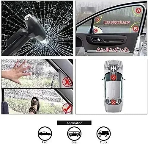 3 In 1 Emergency Safety Hammer Car Window Glass Breaker Seat Belt Cutter High Hardness Steel Rescue Tool Auto Accessories