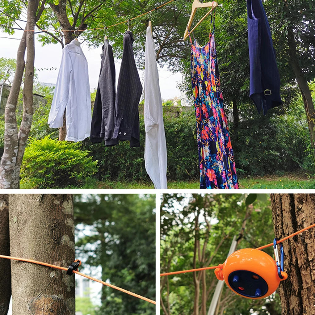 Portable Travel Clothesline Retractable Non-Perforated  Drying Rack Outdoor Camping Windproof Adjustable Hanging Rack Clothing