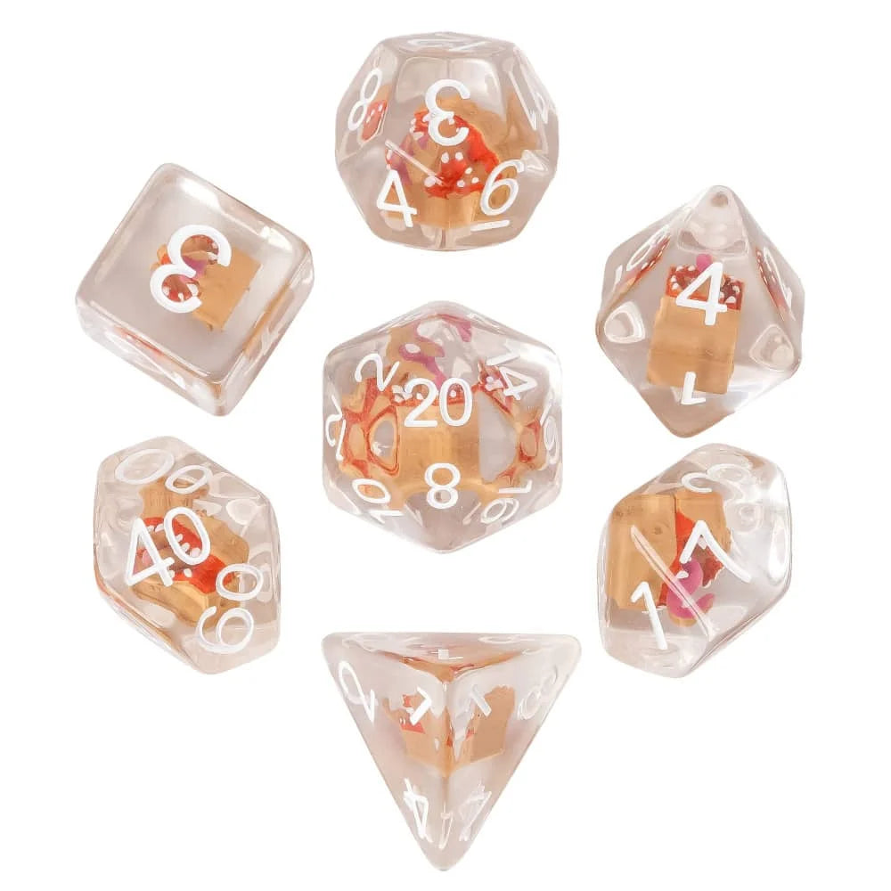 Cusdie 7 SKULL DND Dices Transparent D4 D6 D8 D10 D% D12 D20 Polyhedral Dice Set for D&D Pathfinder Role Playing Board Games