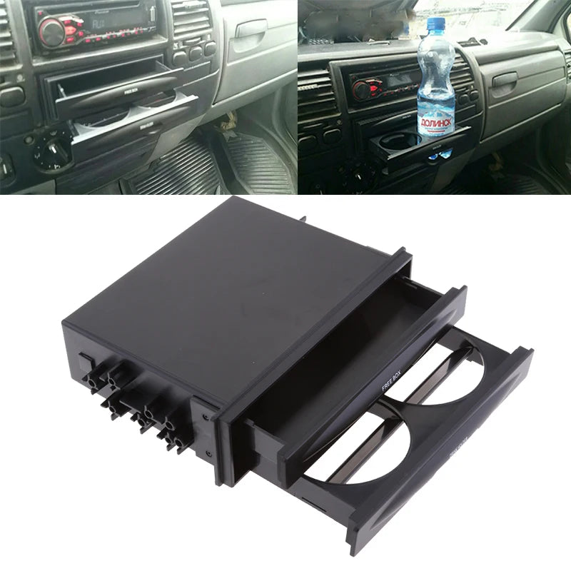 Universal Single Din Pocket Kit Car Drink Cup Holder In Dash Car One Din Audio Stereo Dashboard Pocket Car Storage Drawer Box