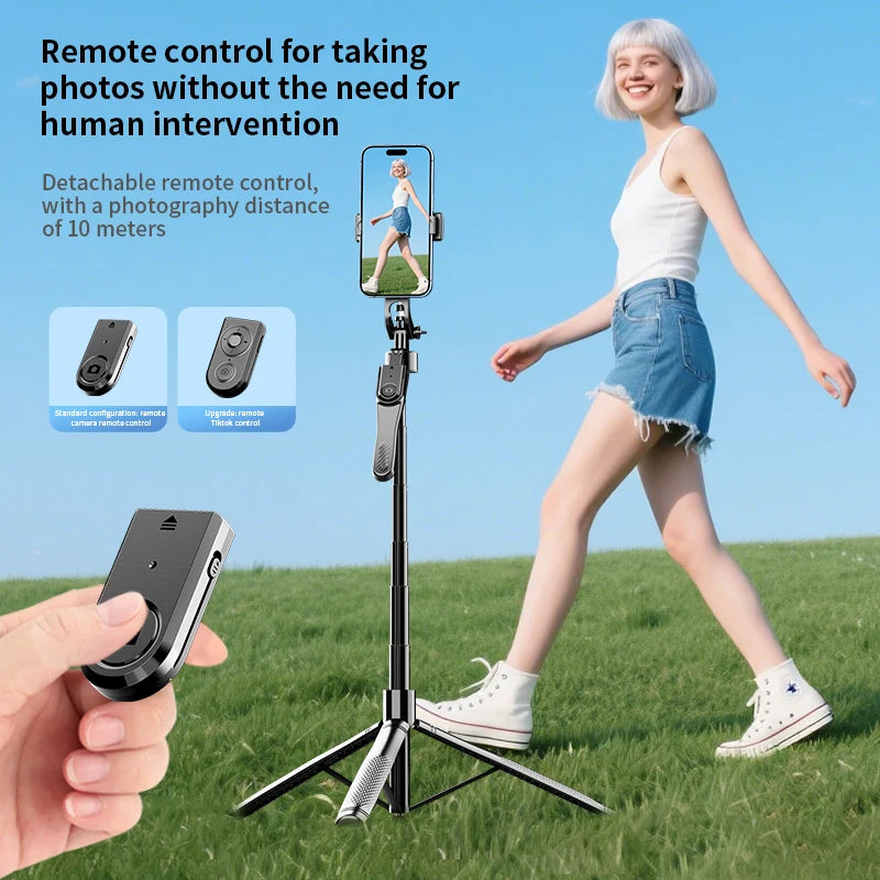 2.1m Scalable Selfie Stick with Tripod for Mobile Phone Action Camera Universal 1/4 Thread Handheld Stick with Bluetooth Shutter