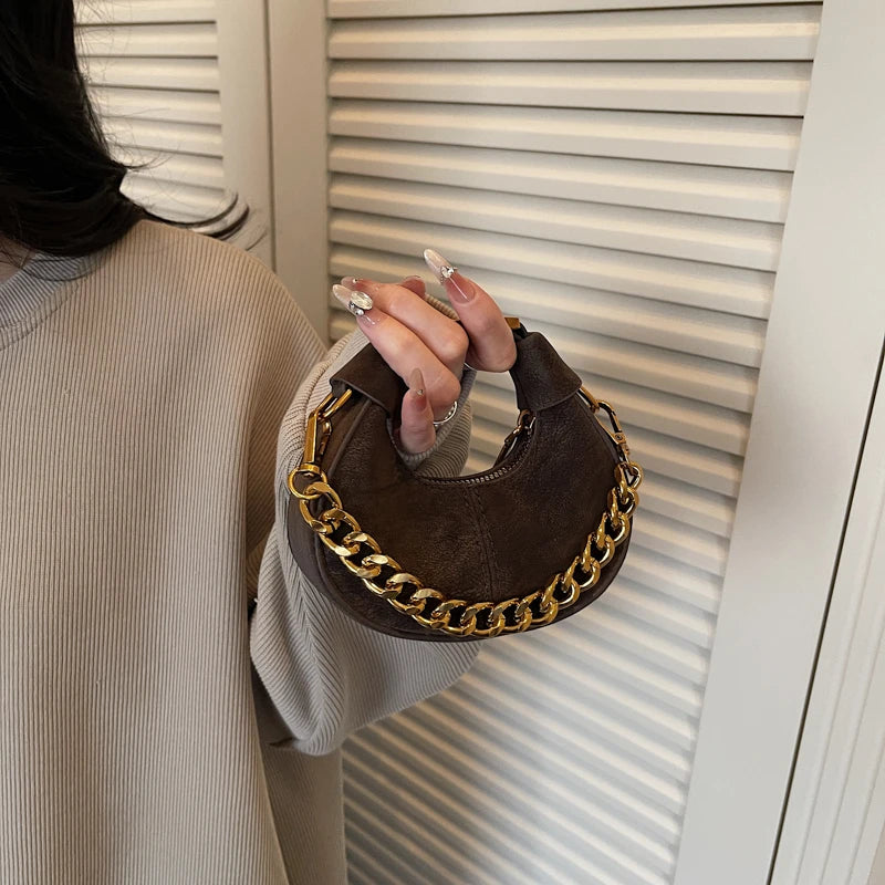 Vsper Exquisite Round Mini Top-handle Bags With Golden Chain Luxury Designer Handbags Small Shoulder Cross Body Coin Purses 2026